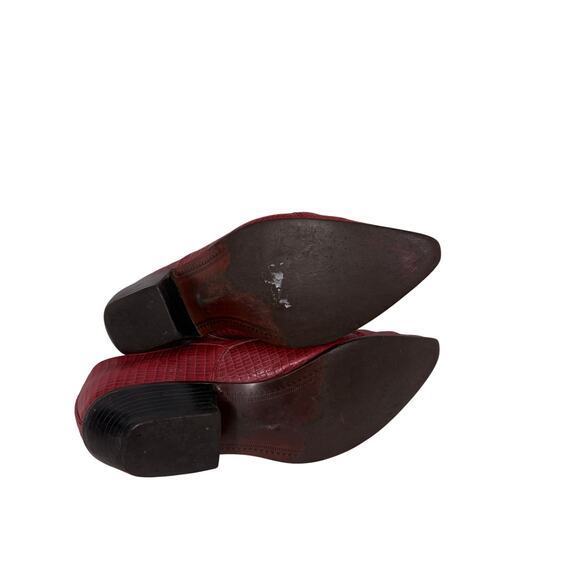 Vintage 90s Country Western Red Leather Short Cowboy Booties 6.5 - Picture 6 of 7